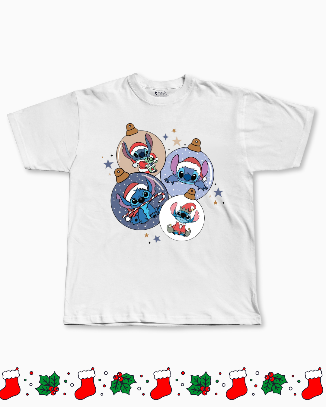 Remera | Oversize | Buzo – Stitch en Esferas – Colección Festiva