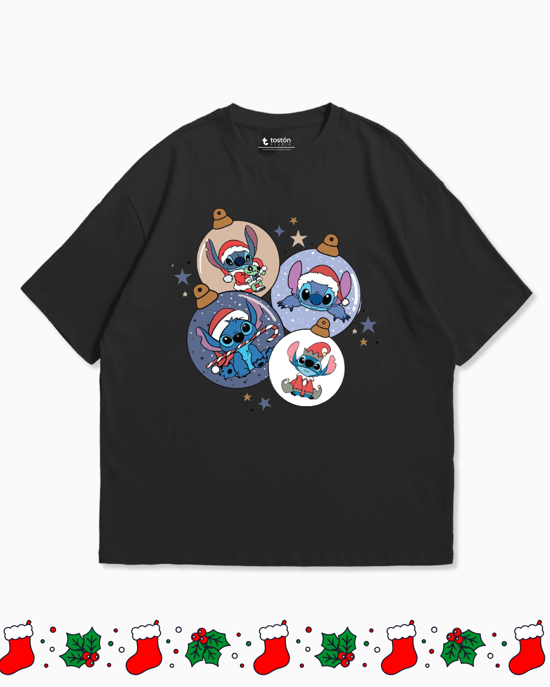 Remera | Oversize | Buzo – Stitch en Esferas – Colección Festiva