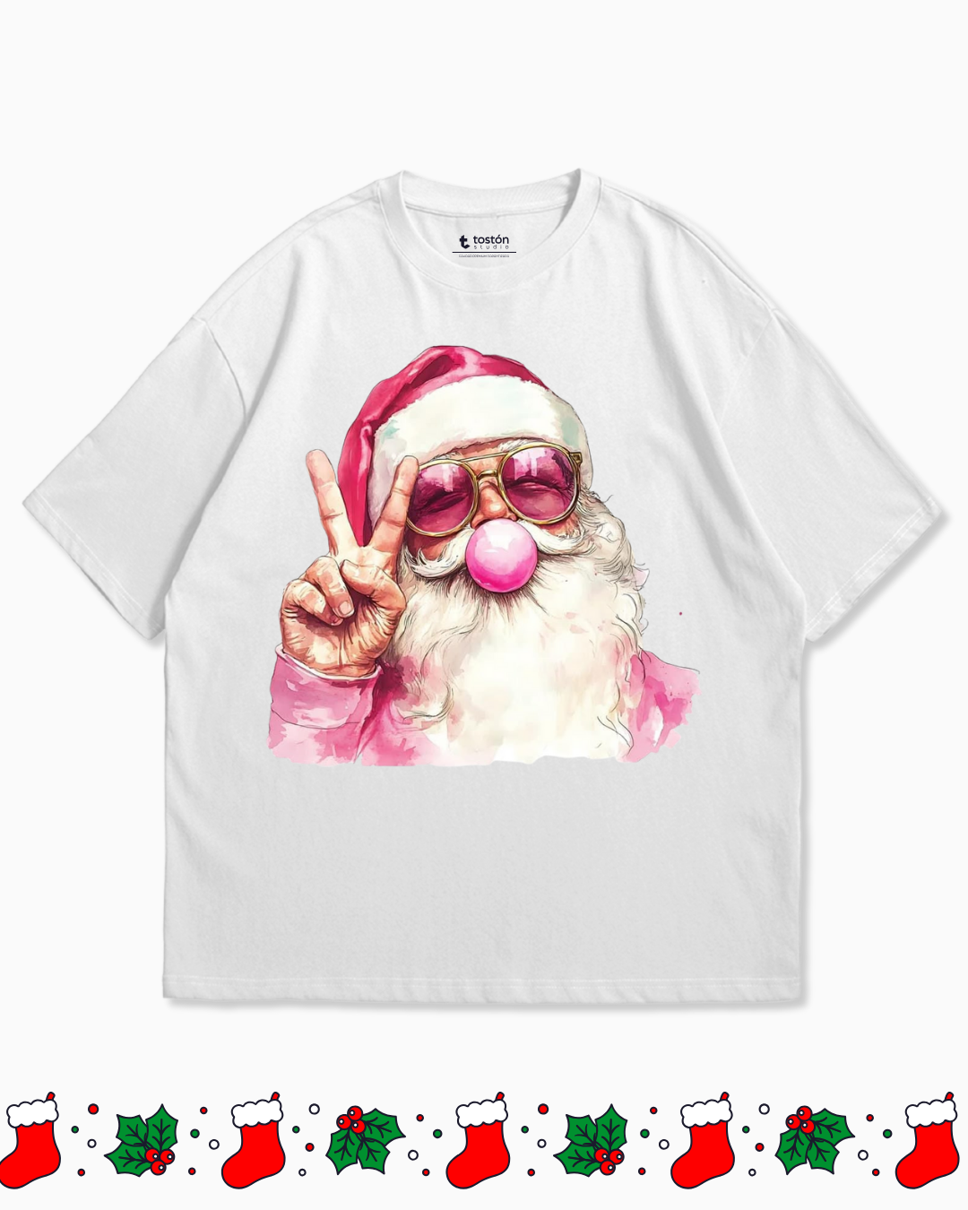 Remera | Oversize | Buzo – Santa Cool «Peace & Love» – Edición Navidad