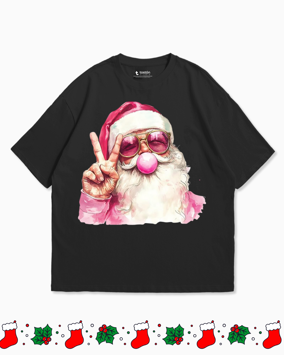 Remera | Oversize | Buzo – Santa Cool «Peace & Love» – Edición Navidad