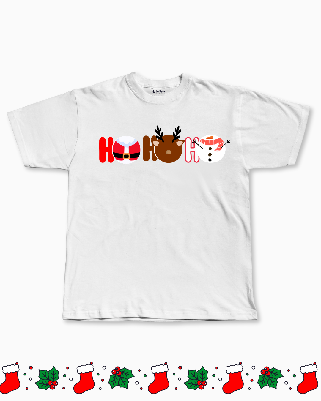 Remera | Oversize | Remera Navidad «HO HO HO» – Trío de Personajes