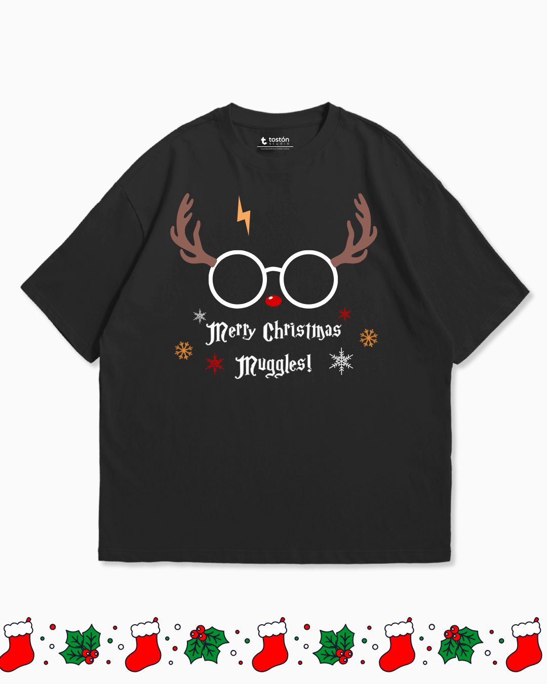 Remera | Oversize | Remera – Merry Christmas Muggles – Edición Mágica